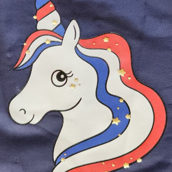 Cat &Jack Girls Red White & Blue Unicorn Swimsuit 18 Months Long Sleeve 2 Pc NWT - Picture 3 of 7